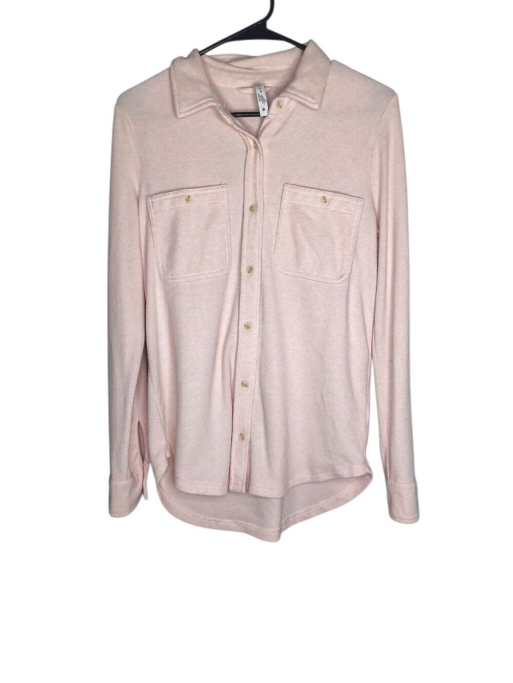 Altard State Baby Pink Fleece Shacket Button Down Shirt Jacket Oversized XS